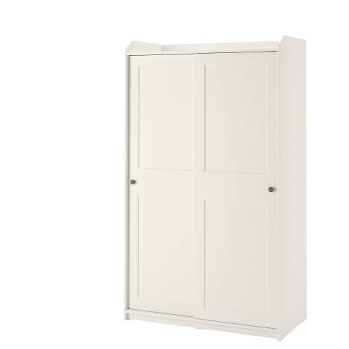 HAUGA Wardrobe with sliding doors - white 46 1/2x21 5/8x78 3/8 "