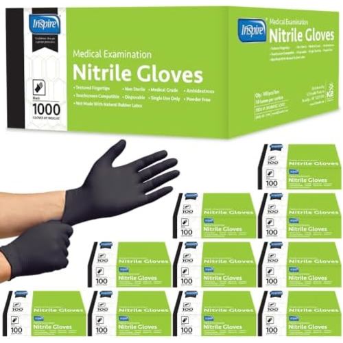 Inspire Black Nitrile Gloves | THE ORIGINAL Quality Black Gloves Disposable Latex Free | 4.5 Cooking