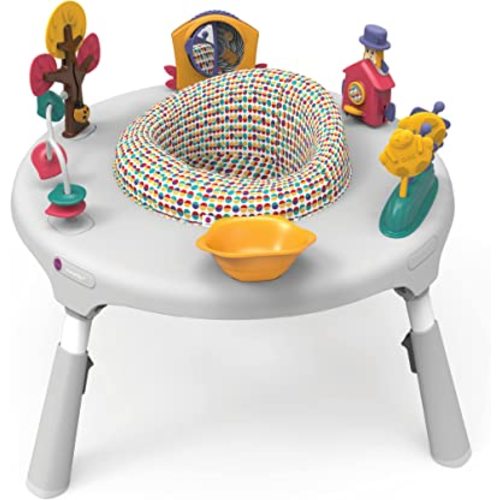 PortaPlay Baby Activity Center: Development Focused Toys. Foldable, Portable, and Transforms to a Play Table, Unisex (Wonderland Adventure, Gray)