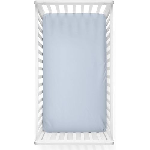 Caden Lane Fitted Crib Sheet, Breathable & Temperature-Regulating Bamboo Viscose Fabric with Elastic Edges, Fits Standard Size Baby Crib & Toddler Mattresses 28"x52", Machine Washable, Mist Grey