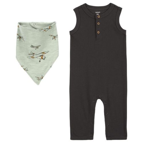 Baby 2-Piece Drop Needle Jumpsuit & Bandana Bib Set - Carter's | Carter's