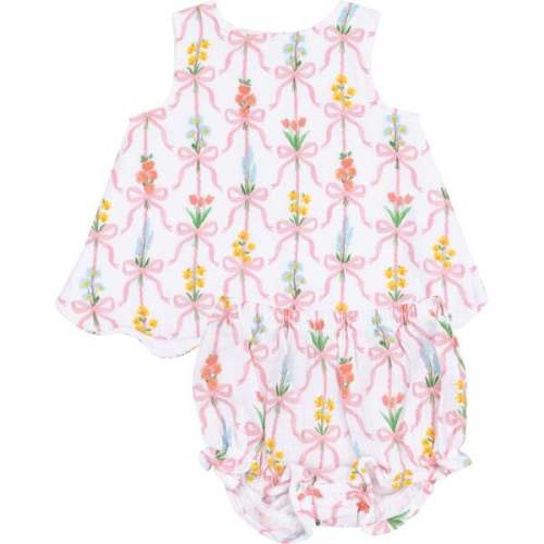 Scallop Open Back Top with Bloomer, Ribbon Bouquets - Angel Dear | Maisonette