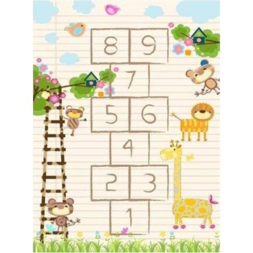 La Dole Rugs Cream Hopscotch Yellow Game Area Rug Carpet Mat For Kids Kid Girl Boy room Playroom Machine Washable 5x7, 8x10, 7X9