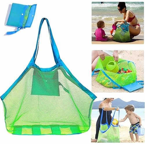 Mesh Beach Bag Extra Large Beach Bags and Totes Tote Backpack Toys Towels Sand Away For Holding Beach Toys Children' Toys Market Grocery Picnic Tote