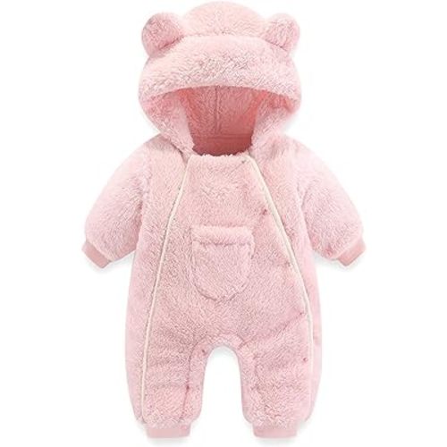 Newborn Baby Bear Onesie Outfit Suit Girls Boys Fleece Jumpsuit Romper Hooded Coat Winter Clothes Outwear Snowsuit
