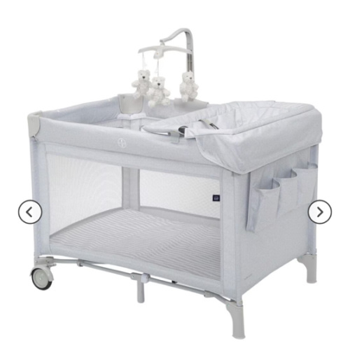 Delta Deluxe Play Yard in Grey Stripes | NFM