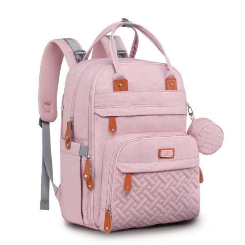 BabbleRoo Diaper Bag Backpack, Waterproof Travel Bag with Changing Pad, Original Baby Bag, Pink