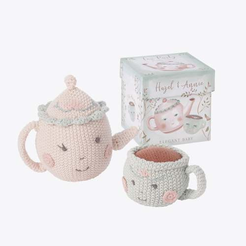 Hazel & Annie Tea Pot & Teacup Hand-Crocheted Rattle Set
– Elegant Baby