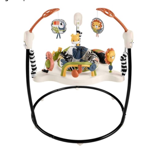 Fisher-Price Baby Bouncer Palm Paradise Jumperoo Activity Center with Music Lights Sounds and Developmental Toys