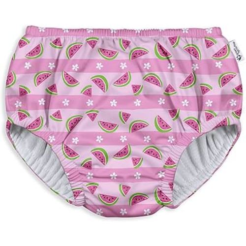 green sprouts Baby Girls Pull-up Reusable And Toddler Swim Diaper, Light Pink Watermelon Stripe, 0-6 Month US