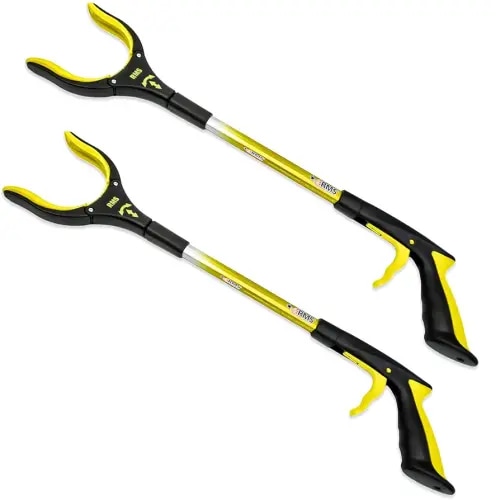 RMS 2 Pack 21 Inch Short Grabber Reacher with Rotating Jaw - Mobility Aid Reaching Assit Tool