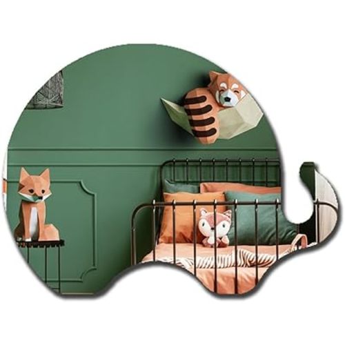 Elephant Acrylic Mirror Non-Glass Shatterproof Mirror Lovely Animal Unbreakable Wall Mirror Decorative Frameless Mirrors for Home Room Decoration Gift for Kids Women Men