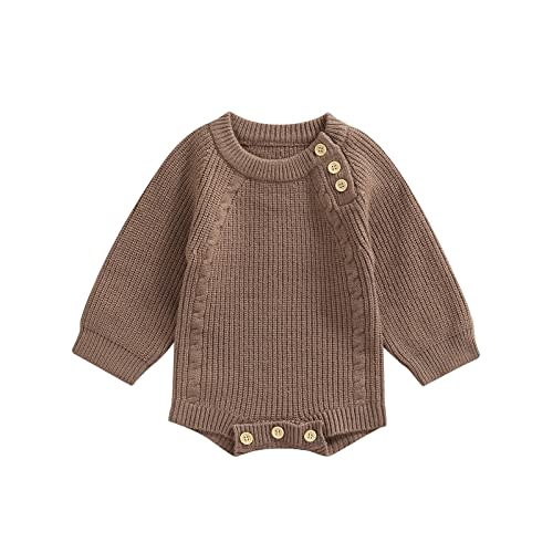 Newborn Baby Girl Boy Knit Sweater Romper Neutral One Piece Bodysuit Pullover Fall Winter Clothes