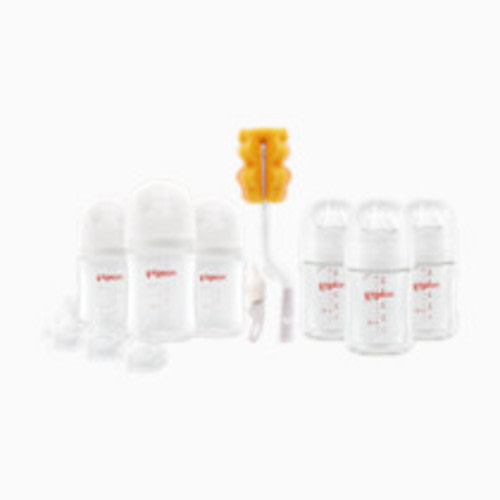 Pigeon Glass and Plastic Baby Bottle Starter Gift Bundle