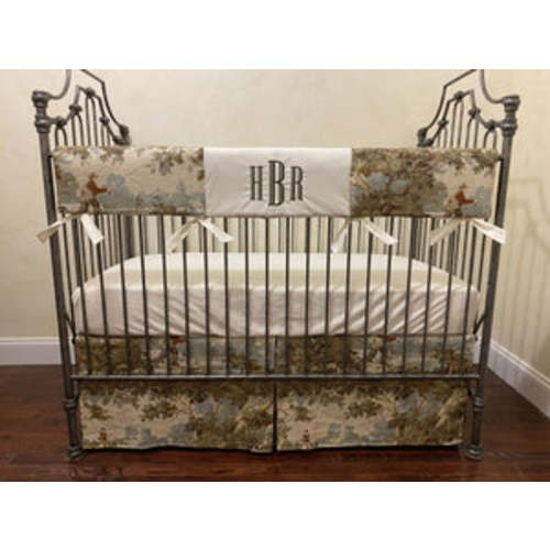 English Countryside Hunting and Fishing Toile Crib Bedding, Boy Baby B - Just Baby Designs