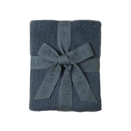 Barefoot Dreams CozyChic Lite Ribbed Baby Blanket, Smokey Blue 30"x40"