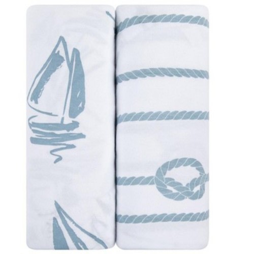 Ely's & Co. Baby Fitted Crib Sheet 100% Combed Jersey Cotton for Baby Boy 2 Pack, Color: Blue nautical
