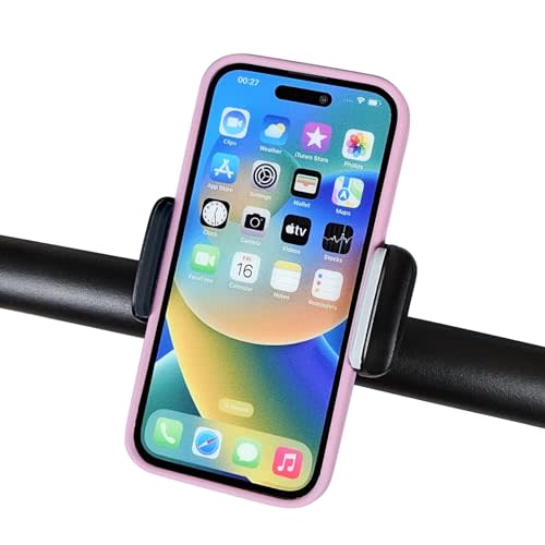 liuliuby Stroller Phone Holder - Universal Phone Holder for Stroller - One Hand Operation & Angle Adjustable - Phone Mount for Belly Bar, Hand Bars, Frames, Shopping Carts - Stroller Accessories