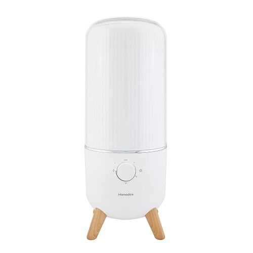 Homedics Ultrasonic Humidifier, Bedrooms and Home Offices, 0.97-Gallon Tank, 45-Hour Runtime, Visible Ultra-Quiet Cool Mist, Aromatherapy, Demineralization Cartridge, Night-Light, Auto-Off, White