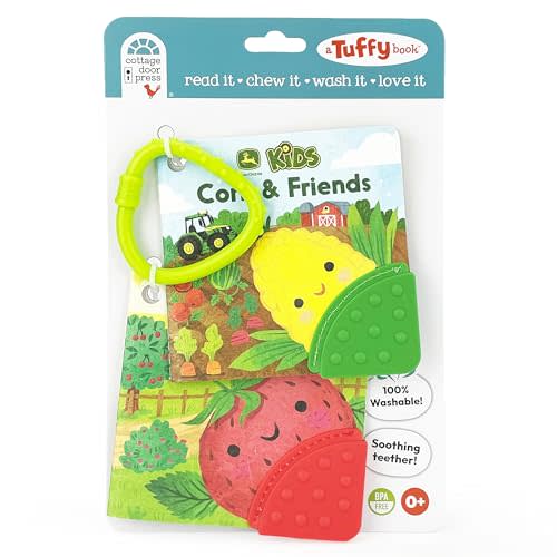 John Deere Kids 2 Pack Washable, Chewable, Unrippable Pages With Linking Ring For Stroller Or Diaper Bag, Teether Tough (A Tuffy Book)