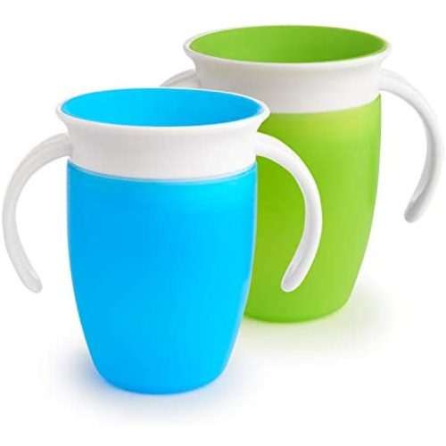 Munchkin Miracle 360 Trainer Cup, Green/Blue, 7 Oz, 2 Count