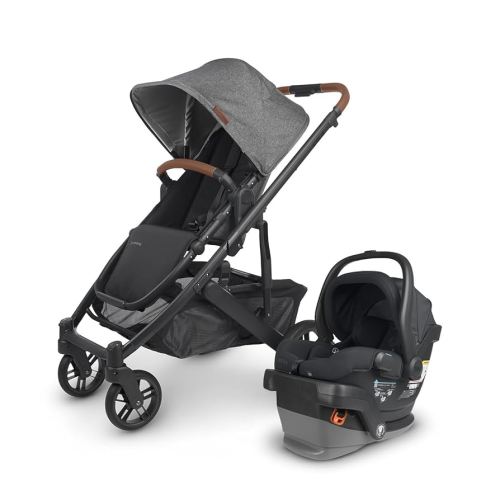 UPPAbaby Travel System, Includes Cruz V2 Stroller + Mesa V2 Car Seat Combo/Toddler Seat, Bumper Bar, Bug Shield, Rain Shield, Car Seat, Base + Robust Infant Insert Included/Greyson (Charcoal Mélange)