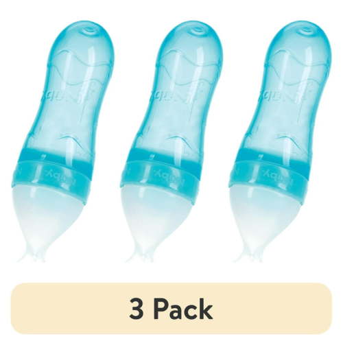 (3 pack) Nuby Aqua 3 oz Silicone Infant Squeeze Feeder
