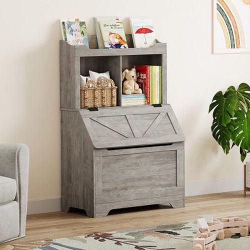 Whizmax Bookshelf For Kids, Wooden Book Display, Kids Bookshelf And Toy Storage, Children Book Rack Bookcase Toybox Combo For Bedroom & Nursery,white