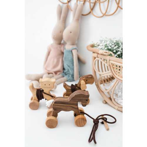 Handcrafted Wooden Horse Pull Toy: Jasper, Vintage Children's Toy