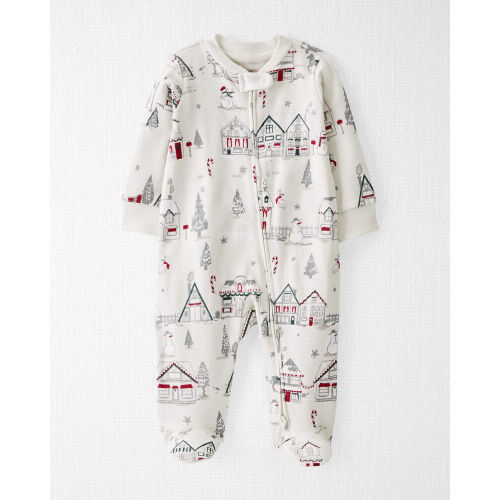 Baby Organic Cotton Sleep & Play Pajamas in Christmas Village