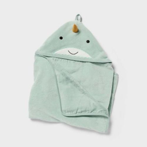 Kids' Narwhal Hooded Towel - Pillowfort™: Ocean Spray Green, Heavyweight Cotton, Terry, Oeko-tex Certified