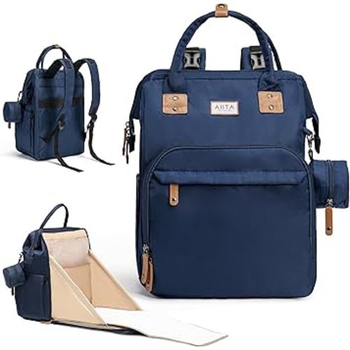Diaper Bag Backpack, Multifunction Diaper Bag with Changing Station, Stylish Baby Bags, Large Unisex Diaper Backpack for Mom and Dad, Baby Registry Search, Portable Changing Pad – Navy Blue