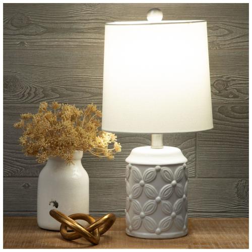 White Floral Ceramic Table Lamp