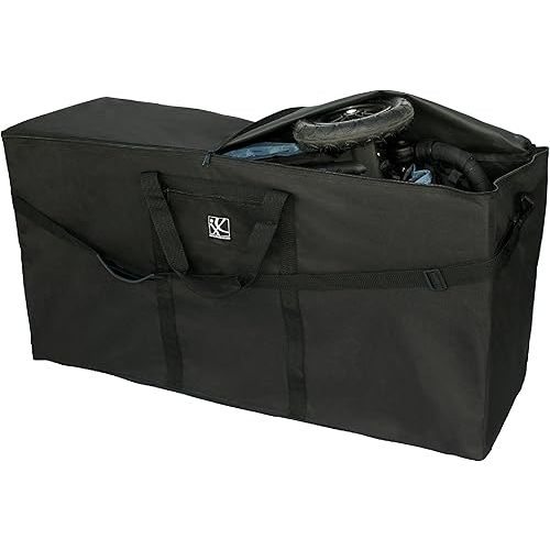J.L. Childress Stroller Travel Bag for Single & Double Strollers - Durable and Protective Stroller Bag - Carry Handles and Detachable Padded Shoulder Strap - Black