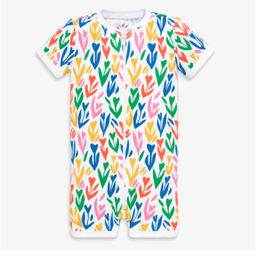 Baby organic zip shortie in rainbow tulip fields | Primary.com size 0-3 months