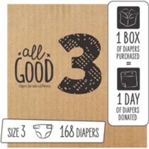 All Good Absorbent and Hypoallergenic Diapers, Size 3, 168 Ct