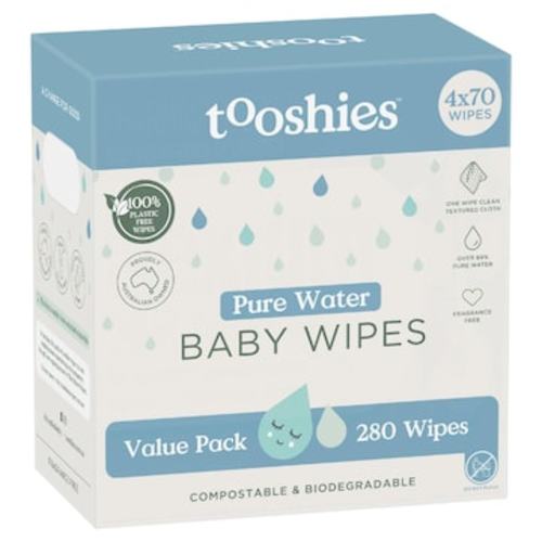 Tooshies Pure Water Baby Wipes Value Pack 280 pack | Woolworths