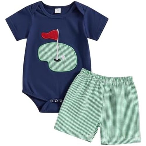 Toddler Baby Girl Boy Golf Outfit Short Sleeve Funny Letter T Shirt+Casual Shorts Golf Themed 2Pcs Sport Outfit