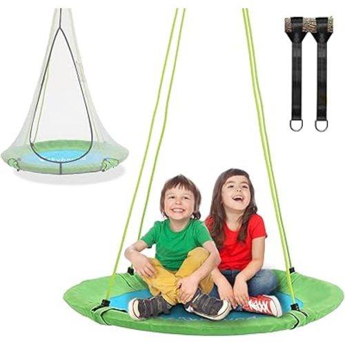SkyBound Tree Swing Saucer Swing - 600LB Weight Capacity - Outdoor Swing with Hanging Straps - Waterproof Tree Swings for Kids - Tire Swings for Trees - Durable Flying Swing Seat for Children