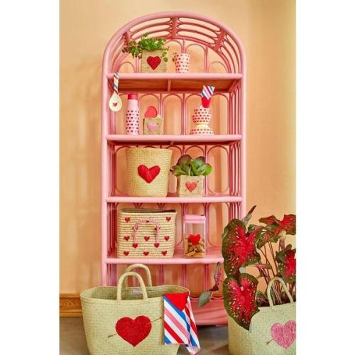 Raffia Square Basket, Hearts - Rice by Rice | Maisonette