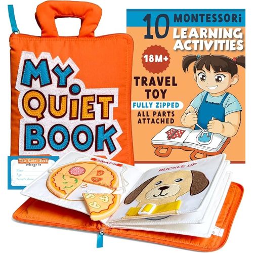 My Quiet Book - Toddler Travel Essential, Car Airplane Activity Book, Montessori Busy Board Book, Plane Toys for Toddlers 1-3, Gifts for 1 2 3 4 Year Old Girl, Birthday Gifts Toys Age 2-4