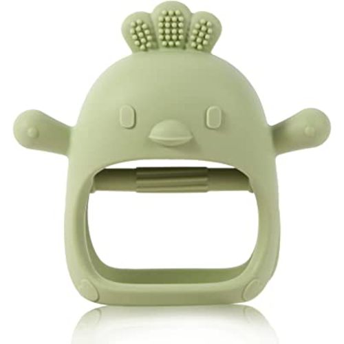 1 Pack Silicone Teething Toy for 3+ Months Babies, BPA Free Chew Toys for Sucking Needs, Easy-to-Grasp Shapes with Soft Texture for Sensory Exploration and Itching Relief During Teething(Olive)
