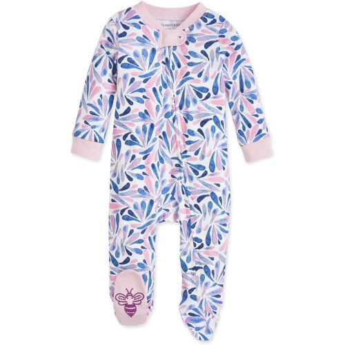 Burt's Bees Baby Girls Pajamas, Sleep and Play Loose Fit, 100% Organic Cotton Soft One-piece PJs, Sizes NB to 6-9 Months - Watercolor Dreams - 0-3 Months