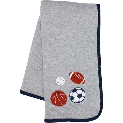 Lambs & Ivy Hall of Fame Sports Jersey/Faux Shearling Cozy Baby Blanket