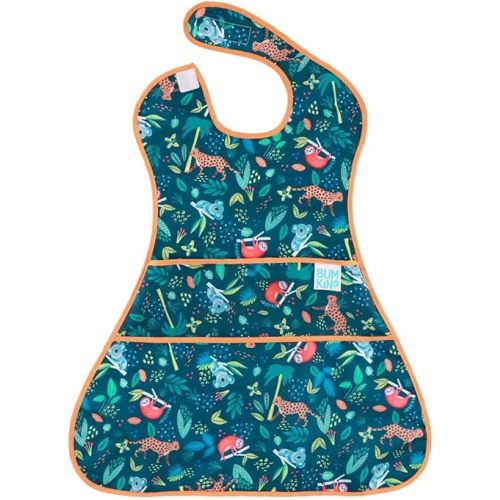 Bumkins Bibs for Girl or Boy, SuperBib Baby and Toddler for 6-24 Months, Full Cover Large Oversize, Essential Must Have for Eating, Feeding, Car Seat, Baby Led Weaning Supplies, Mess Saving, Jungle
