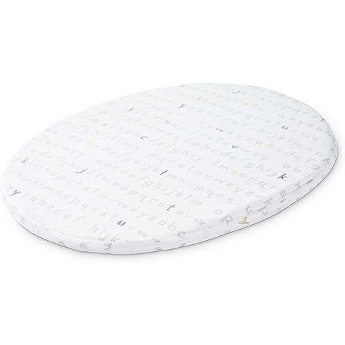 Stokke Sleepi Mini Fitted Sheet by Pehr V2, Rainbow Alphabet Lines - Not Compatible with Mini Mattress Made Before August 2022 - Soft, 100% Organic Cotton