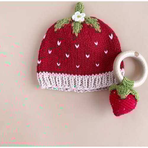 Cotton Crochet Rattle, Red Strawberry - The Blueberry Hill | Maisonette
