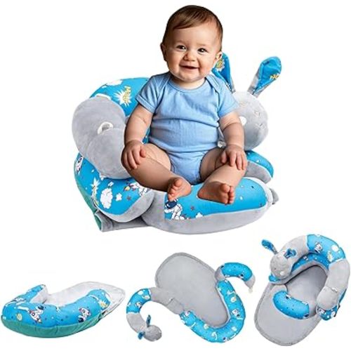 2-in-1 Tummy Time Mat Floor Seated Support Pillow, Baby Tummy Time Mat for Newborns and Older Babies, Detachable Caterpillar Tummy Time Playmat for Newborns Baby Skills