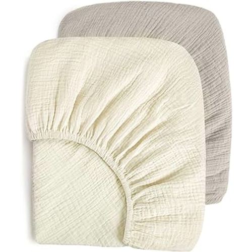 Muslin Crib Sheets, Soft Baby Sheets for Crib, Fitted Crib Sheets for Girls and Boys with Boho Style 28"x 52" 2 Pack