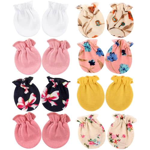 AQOKKA Newborn Baby Mittens No Scratch Cotton Elastic Wrist Gloves Infant Toddler Mittens for Baby Boy Girl 0-6 Months